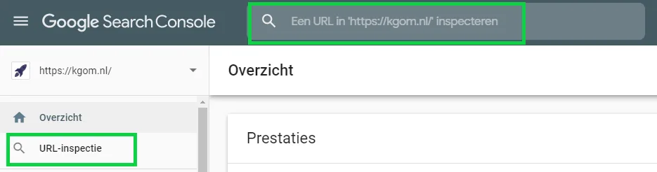 URL inspectie in Google Search Console