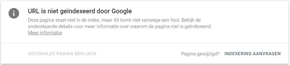 Search Console melding pagina niet geindexeerd