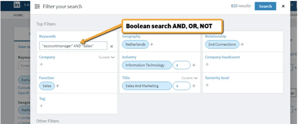 LinkedIn Sales Navigator advanced search