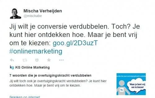 Voorbeeld tweet: maar je bent vrij om te kiezen