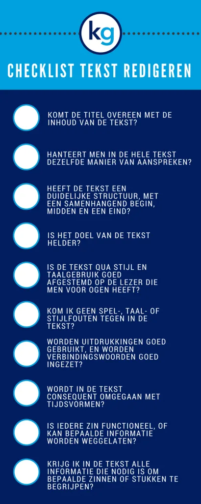 Checklist voor tekst redigeren