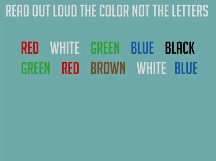 read out the colors, not the letters