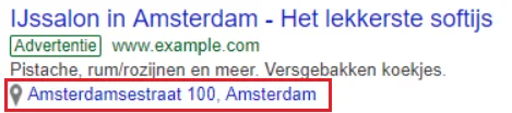 voorbeeld van een locatie-extensie