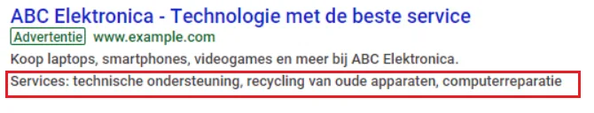 Voorbeeld van website informatie extensie 