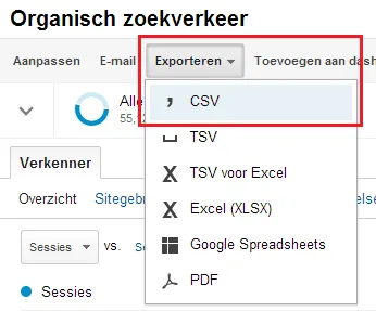 GA exporteren