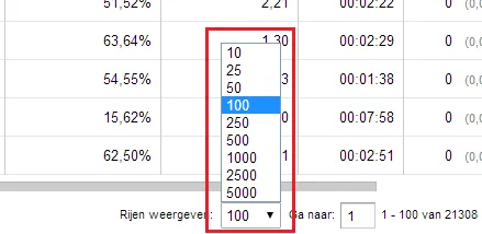 GA rijen aanpassen