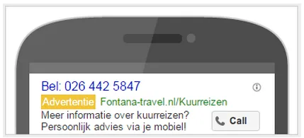 Voorbeeld Adwords alleen bellen-advertentie
