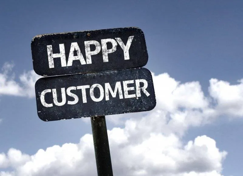 happy customer roadsign
