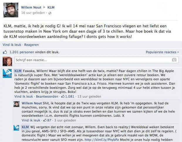 Conversatie Willem Nout met KLM