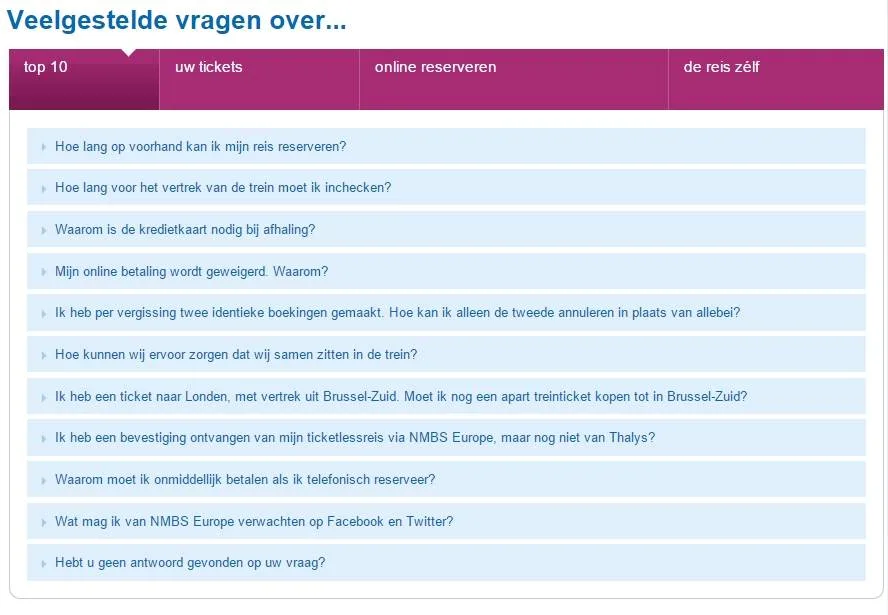 Top 10 Veelgestelde vragen van de NMBS