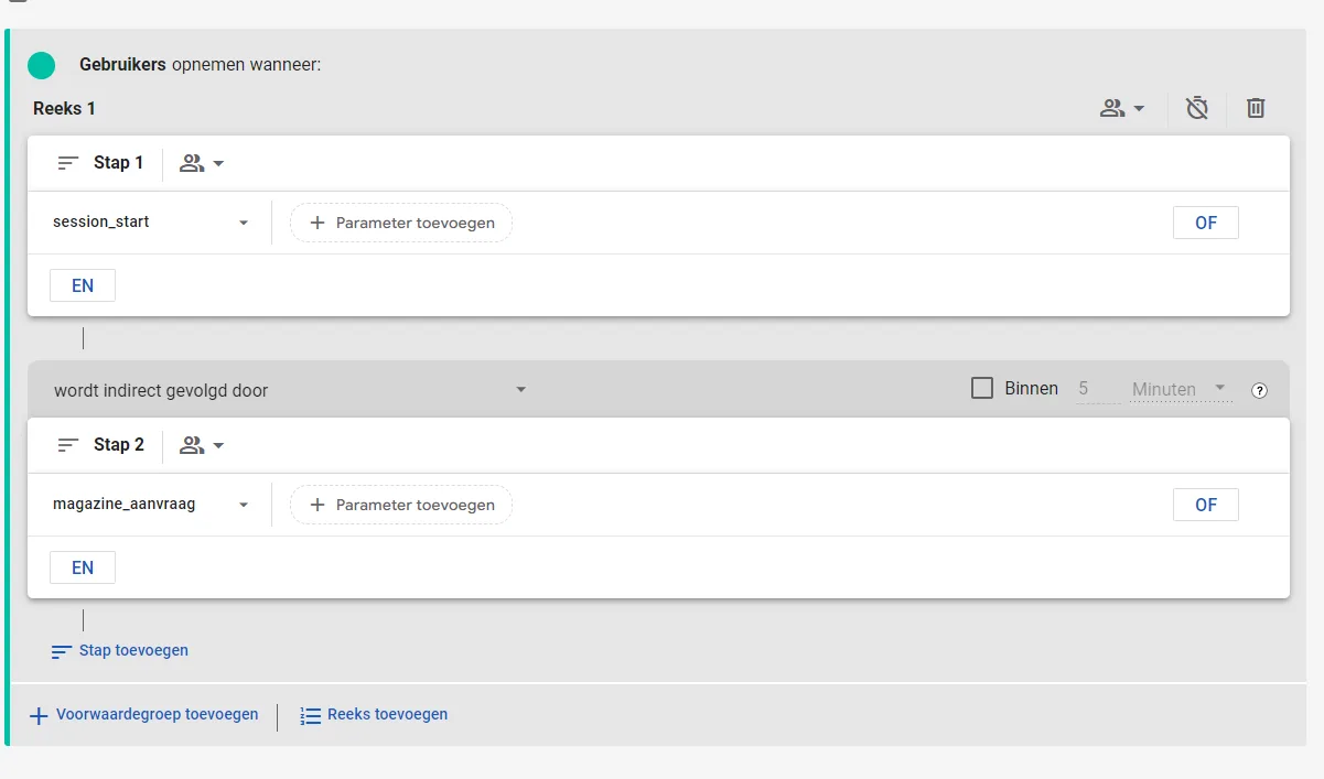 GA4 doelgroep reeks configureren