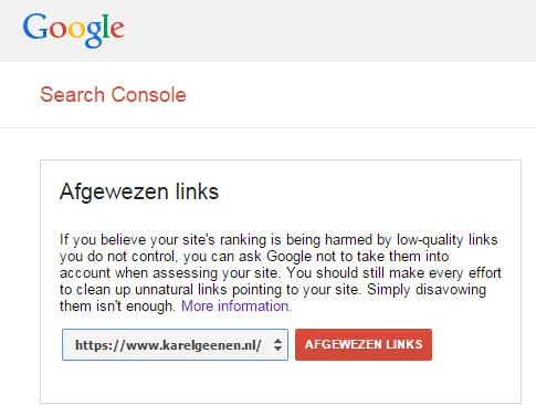 Afbeelding Google Disavow Tool